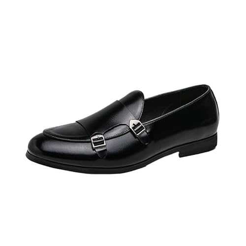 Dress Oxford for Men Slip On Fashion Double Buckle Monk Shoes Slip On Men Oxfords Low Top Genuine Leather Shoes for Men Men Office Shoes Non Slip Walking