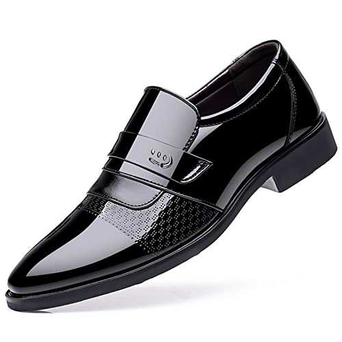 EDITCOZY Mens Dress Slip On Loafer Shoes Driving Leather Lined Oxfords Wedding Guest Moccasin Formal Business Work Shoes