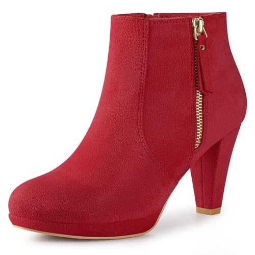 Perphy Platform Round Toe Chunky Heels Ankle Boots for Women