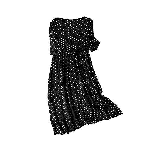 AMDOLE Leaf Dress Polka Dot Dress Summer Mid Length Dress A Line Dress for Women Plus Size Dress for Women