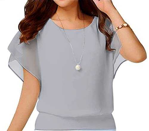 Yommay Summer Blouses for Women Elegant Casual Ladies Chiffon Blouses Ladies Tops Short Sleeve T-Shirts