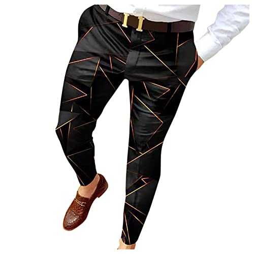 Men's Loose Relaxation Trousers Men's Breathable Outdoor Men's Trousers Men's Slim Fit Print Zip Button Trousers Suit Trousers Men's Casual Fashion Long Trousers Suit Trousers Men Black