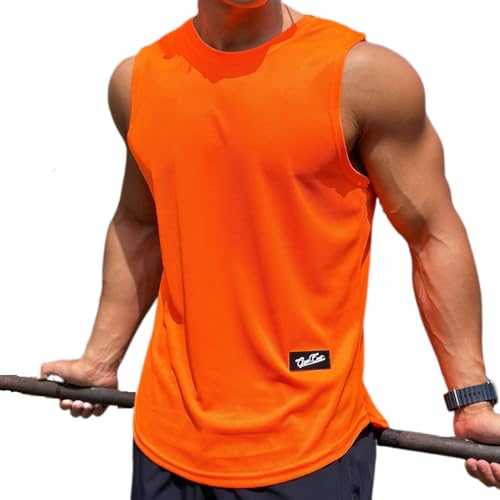 Tops Mens Summer Solid Color Round Neck Sleeveless Mens Tank Shirt Outside Cool Comfortable Mens Short Sleeve Casual All-Match Loose Personality Mens T-Shirt