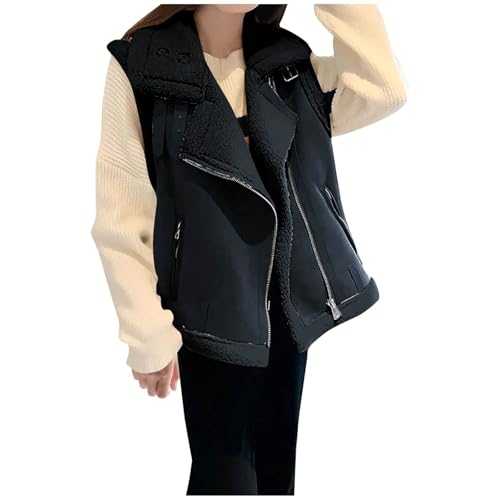duxyoz Fleece Gilet For Women Soft Sleeveless Bodywarmer Vest Jacket Plush Gilet Cardigan Waistcoat Zipper Lapel Thermal Fleece Lined Gilet Ladies Vest Outerwear Elegant With Zip Pockets