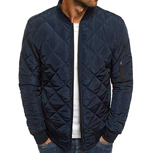 Erichman Mens Flight Bomber Diamond Quilted Jacket Lightweight Varsity Jackets AutumnWinter Warm Coats Outwear