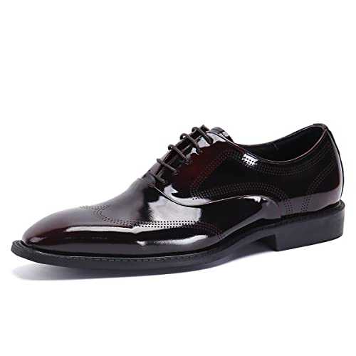 Men's Patent Leather Oxford Brogues Lace Up Formal Dress Shoes