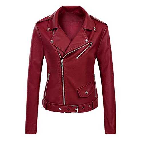 Cocila Faux Leather Jacket for Women Ladies Autumn Winter Jacket PU Leather Coat Jacket Locomotive Short Style Zipper Coat 3xl Womens Winter Jacket