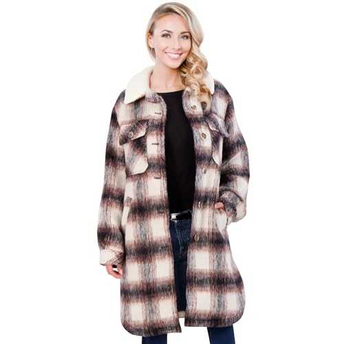 Vince Camuto Removable Fleece Collar Shacket Womens Jacket Winter Coat for Women