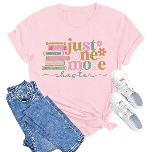 MAIHUN Reading Shirt for Women Book Lover Teacher Tshirt Just One More Chapter Bookworm Tee Top