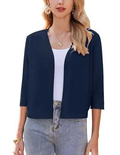 Zeagoo Women's Bolero Festive Elegant Cardigan Short Bolero Jacket 3/4 Sleeve Shoulder Jacket Open Front Cardigan Casual Solid Top S-XXL