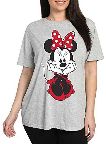 Disney Womens Plus Size T-Shirt Minnie Mouse Print (Heather Grey