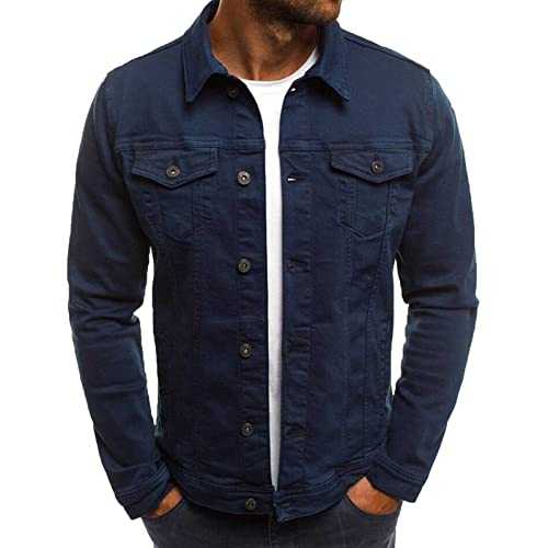 HAOLEI Men Denim Cardigan Casual Button Down Jean Shirt Jackets Sale Clearance Classic Vintage Washed Cowboy Outerwear Slim Trucker Denim Jacket Coat Western Style Lightweight UK Size M-3XL