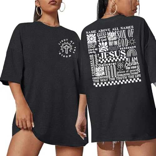 Christian Oversized Shirts Women Jesus: Faith Tshirt Bible Verse Shirts God Religious Tee Christian Inspirational Tops