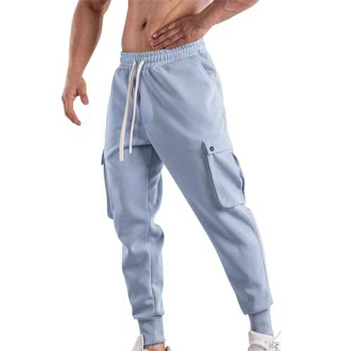 Joggers for Men UK Stretch Cargo Pants Tracksuit Bottoms Men Lightweight Athletic Pants Straight-Fit Stretch Sweatpants Training Pant with Multi-Pockets Drawstring Pants Golf Trousers