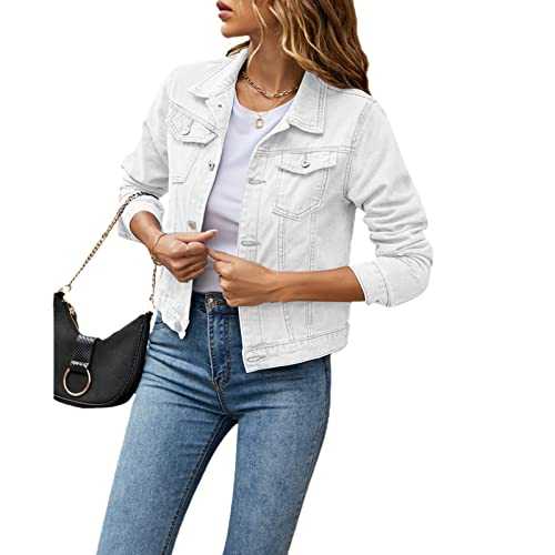 Geagodelia Women's Denim Jacket Ladies Vintage Short Jean Jackets Button Down Sweatshirt Y2K Aesthetic Top UK Spring Summer Autumn