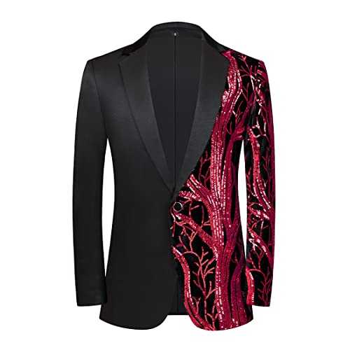 PYJTRL Men Fashion Purple Colorful Velvet Sequins Blazer
