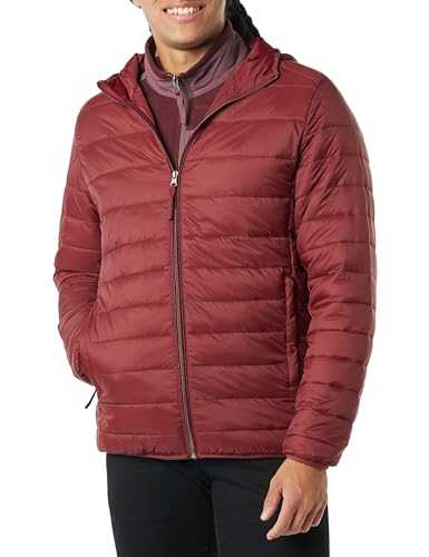 Amazon Essentials Men's Lightweight Water-Resistant Packable Hooded Puffer Jacket