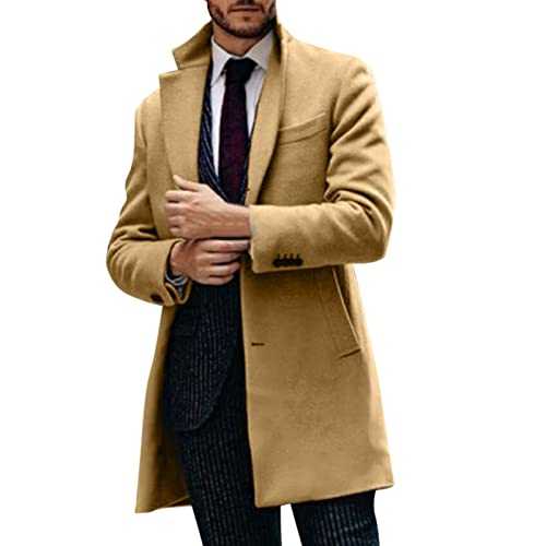 ADMAY Mens Jackets Coats Casual Cargo Top Padded Winter Men Plus Size Winter Coat Lapel Long Sleeve Padded Leather Jacket Vintage Thicken Coat Sheepskin Jacket Turtle Neck Trench Coat Men