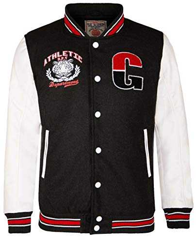 Men's Cotton Wool Baseball White PU Leather Sleeved Varsity Letterman Badged Bomber Jacket