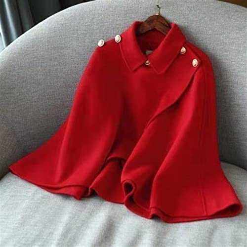 sarge knives Autumn/winter Pure Color Fashion Wool Blends Ponchos Shoulder Clasp Women Short Cape Coat Cloak Gothic Shawl Cardigan