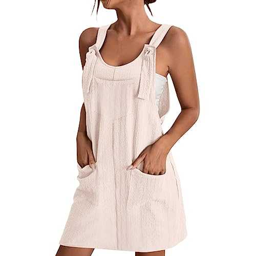 AMDOLE Summer Dresses for Women UK Apron Garden Work Pinafore Dress Suspender Dress Fashion Dresses for Women UK