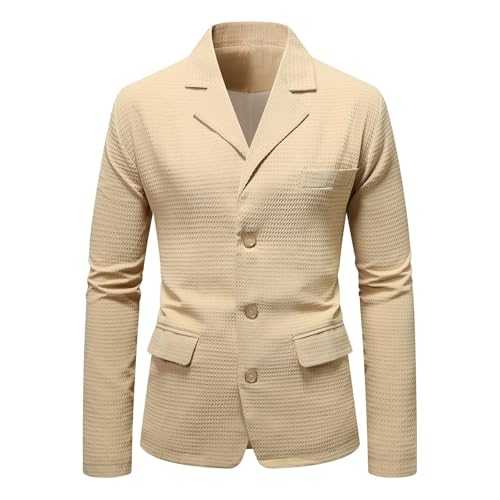 Men's Solid Colour Waffle Suit,Men's Beige Suit -Men's Casual Lapel Suits,Men's Tailored Slim Trousers -Men's Tailored Blazer -Men's Opera Suit - Casual Suits for Dining Out
