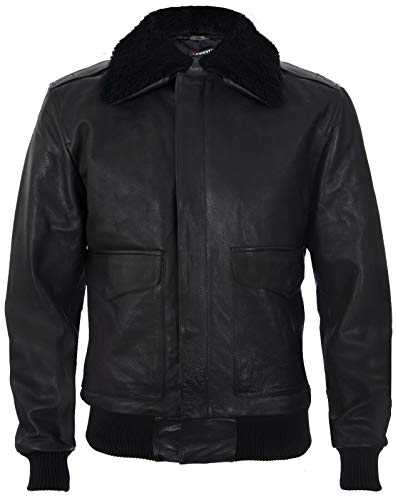 Men's Air Force A2 USAF Black Pilot Aviator Real Leather Flight Bomber Jacket