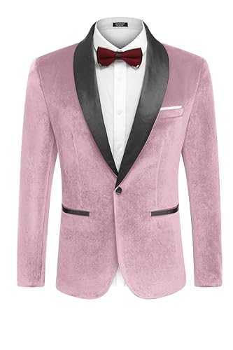 COOFANDY Men's Velvet Tuxedo One Button Jacket Dinner Prom Wedding Blazer Jacket
