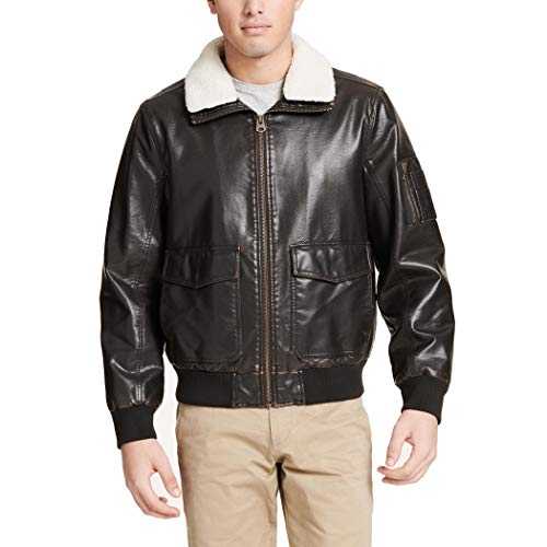 Dockers Men's Big & Tall Maverick Faux Leather Aviator Bomber Jacket