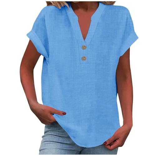 WILLBEST Women Dress Shirts Button Down Roll up Sleeve Shirt Blouse V Neck Regular Fit Office Casual Top Shirt Outfits 2024
