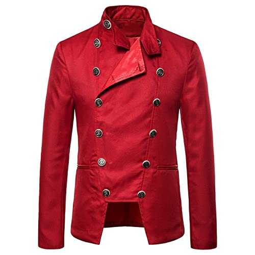 Men's Suits Double Breasted Retro Punk Gothic Suit Men's Coats Slim Fitted Wedding Beach Casual Suits Button Up Gentleman Suit Pocket Stage Performance Jacket