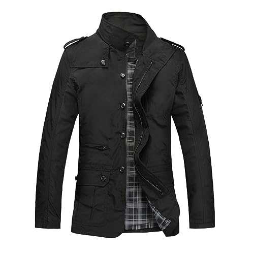 Cocila Mens Pocket Jacket Warm Fit Standing Collar Multi Pocket Windbreaker Casual Jacket Coat Men Winter Jackets Lightweight Puffer Jackets Mens Mens Smart Lightweight Jacket