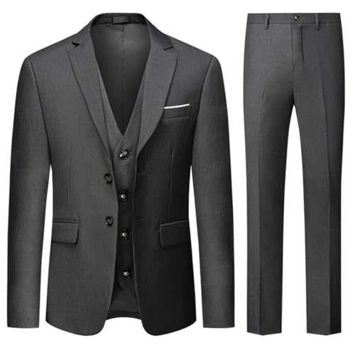 Allthemen Mens Suits 3 Piece Regular Fit Formal Dress Tuxedo 2 Buttons Business Suit Jacket Vest Trousers
