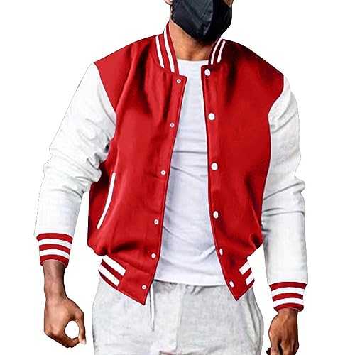 Fowjknww Bomber Jacket Men's Classic Colour Transition Jacket Fleece Multicoloured Varsity Jacket College Jacket Baseball Jacket Fashion Lightweight Sports Jacket Sweat Jacket Sportswear