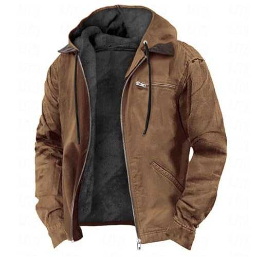Duohropke Men's Winter Jacket Parka Warm Lined Fleece Lining Hooded Bomber Jacket Transition Jacket Modern Jacket with Hood Hoodie Sweat Jacket Hoodie