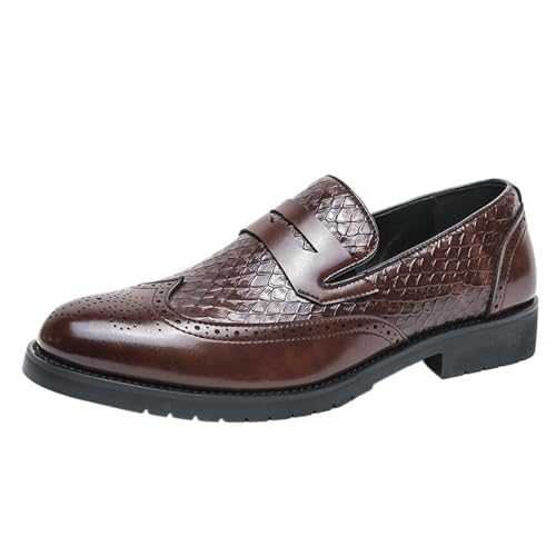 UOPYNE Men's Oxford Shoes Slip On Casual Loafers Moccasins Driving Formal Dress Brogue Shoes for All Occasions