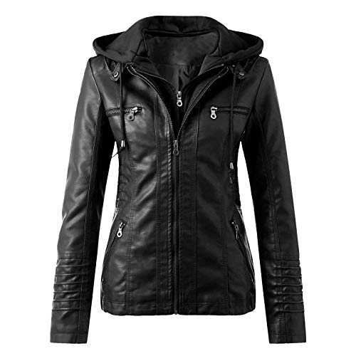 Cocila Faux Leather Jacket for Women Leather Women's Slim Zip Belt Tops Stand Jacket Suit Collar Motorcycle Coat Women's Coat Casual Vest for Women