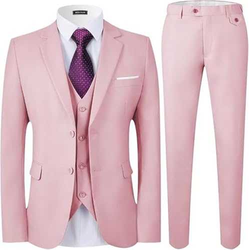 Ulnomio Men's Suit Speech Three-Piece Formal Notch Lapel Single Breasted Button Jacket Vest Pants Set
