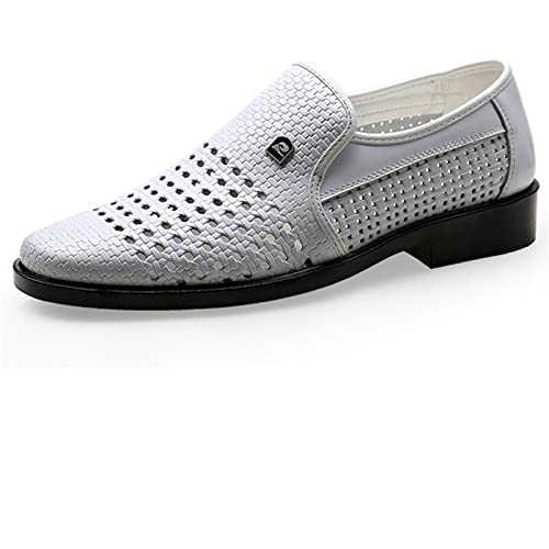 TABKER Shoes for Men Leather Men Business Dress Loafers Pointed Toe Shoes Oxford Breathable Formal Wedding Shoes