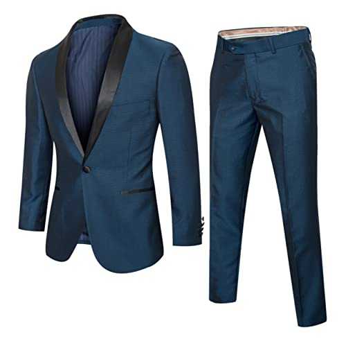 Antonio Uomo Men's 3 Pieces Suit Elegant Solid Slim Fit Party Pants Set Suit Blazer Jacket for Dinner,Prom,Wedding