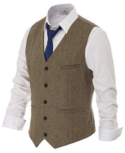 PJ PAUL JONES Mens Tweed Classic Wool Blend V Neck Vest Vest