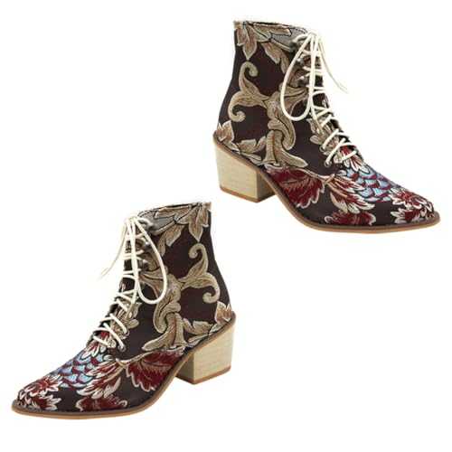 DEARMAMY 1 Pair Ankle Boots Shoes Lace Booties Platform Boots Country White Sneakers Women Dress Heeled Winter Women Boots Snow Boots for Women Woman Upper Material: Cloth
