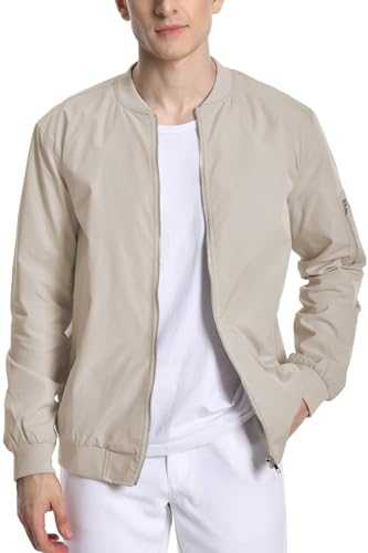 KUYIGO Men's Bomber Jackets Lightweight Autumn Casual Track Jackets with Multi Pockets Full Zip Coat