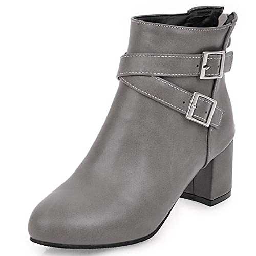 Women Block Mid Heel Winter Chelsea Boots Zip