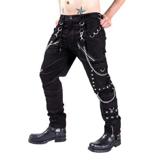 Men Cargo Pants Punk Rock Perforated Bondage Men Work Pants Men Tracksuit Bottoms Cargo Trousers Summer Fasion Motorcycle Trousers Mens Trousers Slim Fit Outdoor Streetwear