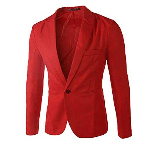 YAOTT Mens Slim Fit Blazer Retro Lightweight Formal Business Suit Jacket Elegant One Button Smart Blazer Jacket Classic Tailored Fit Coat Suit Jacket