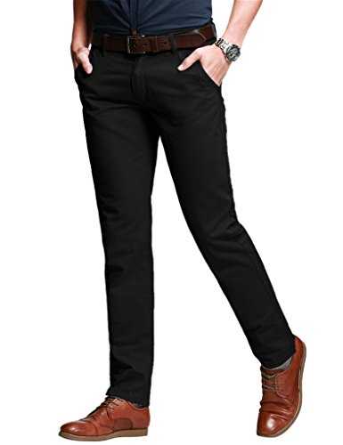 Match Men's Slim Tapered Stretchy Casual Pant #8103 - Black -
