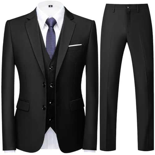 Allthemen Mens Suits 3 Piece Regular Fit Formal Dress Suit Two Buttons Business Suit Jacket Trousers