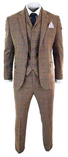 Frank Men's 3-Piece Suit Plaid Slim Fit Two Button Single-Breasted Wedding Blazer Jacket+Waistcoat+Trousers