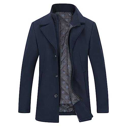 Men's Winter Coat with Removable Gilet Thick Warm Wool Trench Coat